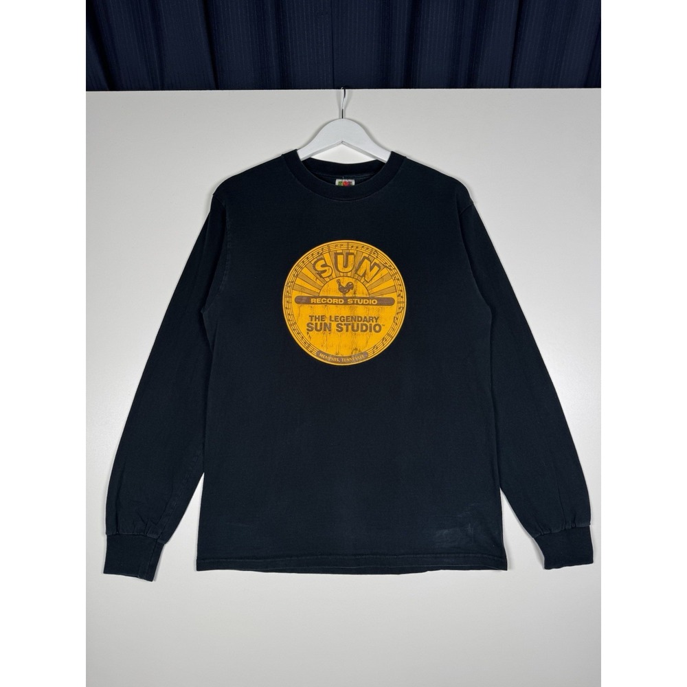 + Vintage 90s SUN RECORD STUDIO Shirt Black Longsleeve - Medium